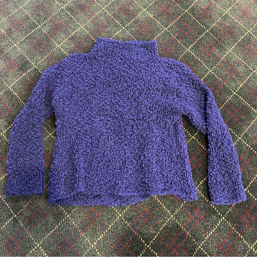 Eileen Fisher purple textured knit sweater women's small